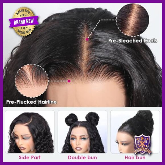 24 Inch Human Hair Wig 360 Lace Front Glueless Water Wave Pre Plucked main image 4